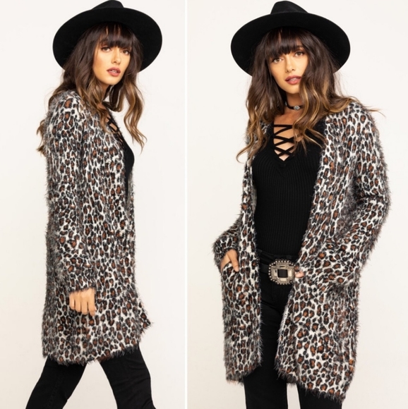 Show Me Your MuMu Sweaters - SHOW ME YOUR MUMU Easy Cardi Cheetah Fuzzy Duster